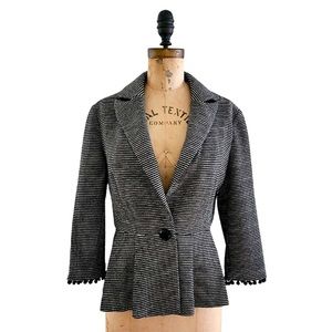 Tabitha Peplum Knit Black White Jacket Anthropologie